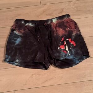Hot Topic Friday the 13th Black and Red Tie-Dye Shorts MEDIUM